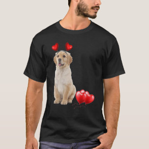 Camiseta Golden Retriever Tão Fofo Balão Corações