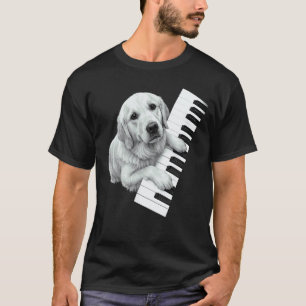 Camiseta Golden Retriever Tocando Piano Amante de Pianista