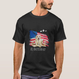 Camiseta Golden Retriever Todo o Menino Americano Bandeira 