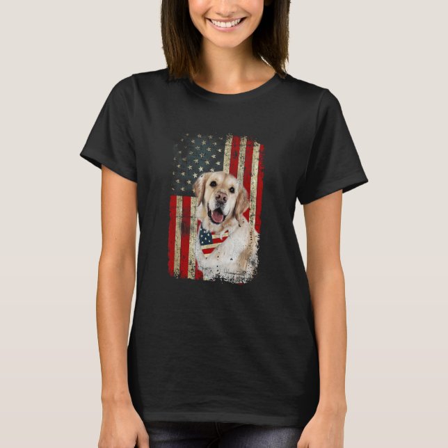 Camiseta Golden Retriever  USA Flag Fourth 4th Of July Patr (Frente)