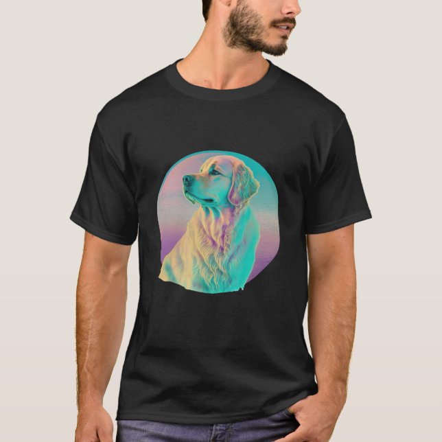 Camiseta Golden Retriever Vaporwave Retrowave Aesthetic  1 (Frente)