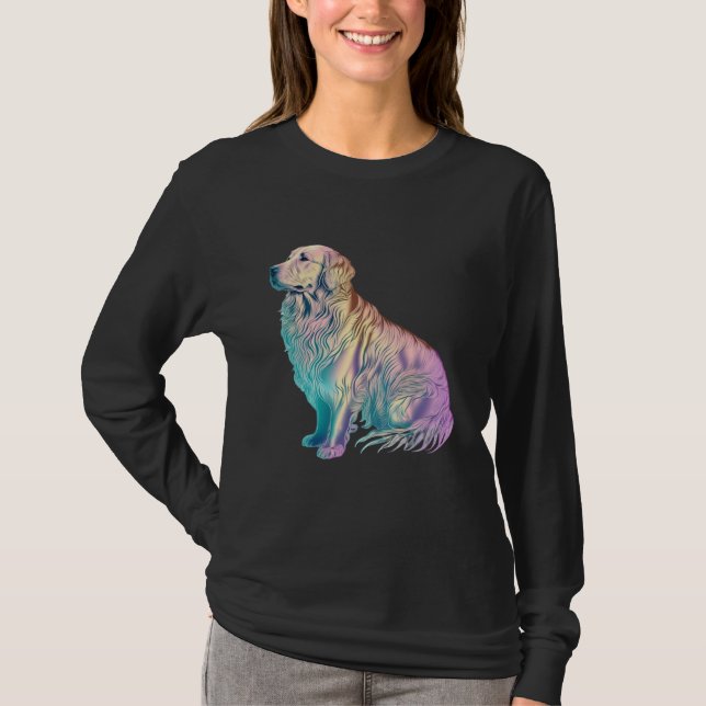 Camiseta Golden Retriever Vaporwave Retrowave Aesthetic  2 (Frente)