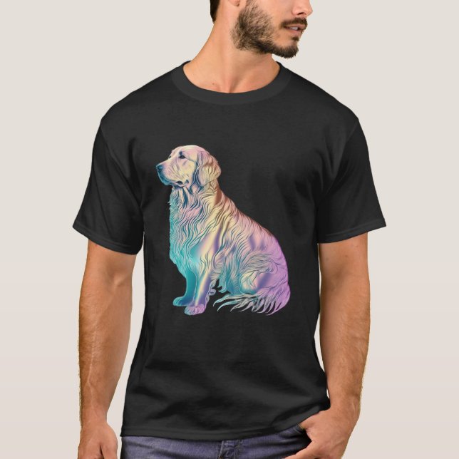 Camiseta Golden Retriever Vaporwave Retrowave Aesthetic  2 (Frente)