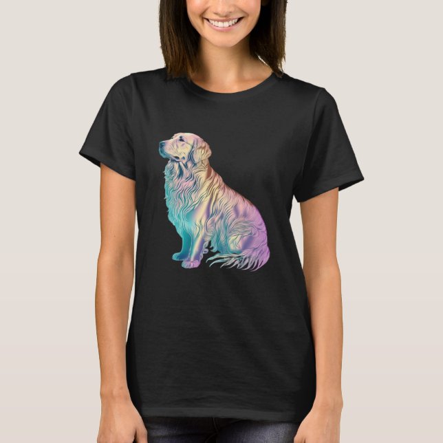 Camiseta Golden Retriever Vaporwave Retrowave Aesthetic  2 (Frente)