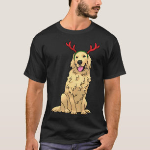 Camiseta Golden Retriever With Reindeer Antlers