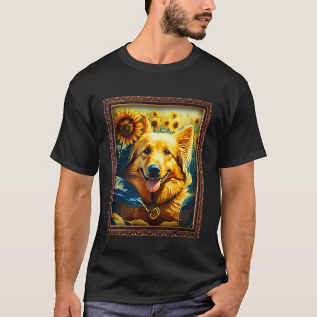 Camiseta Golden Shepherd Painting Sunflower Flower Mom Wome (Frente)