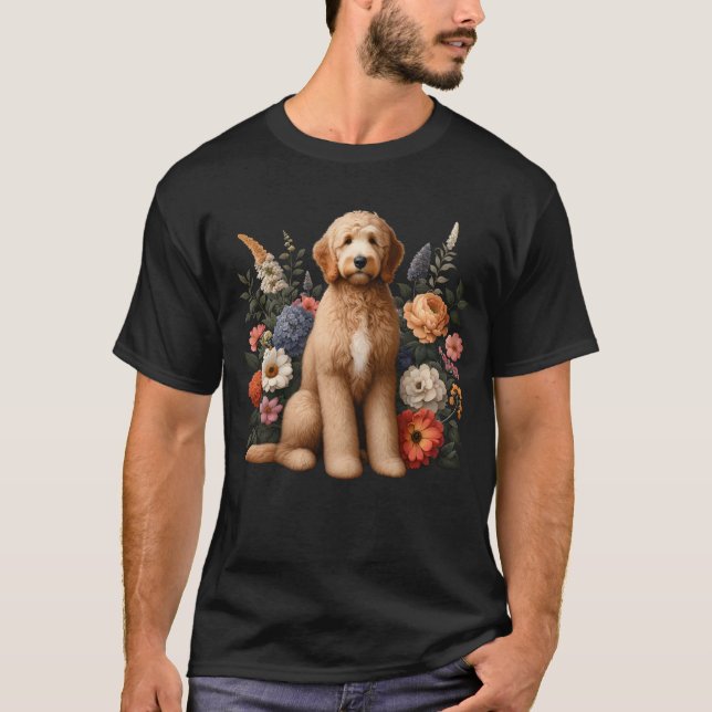 Camiseta Goldendoodle Aestética Boho Floral para Meninas (Frente)