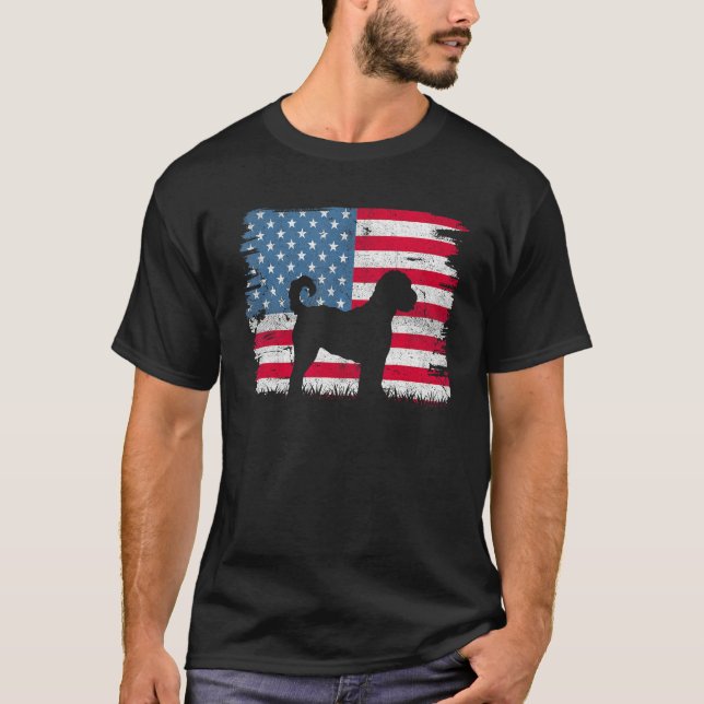 Camiseta Goldendoodle American Flag USA 4th of July Men Wom (Frente)