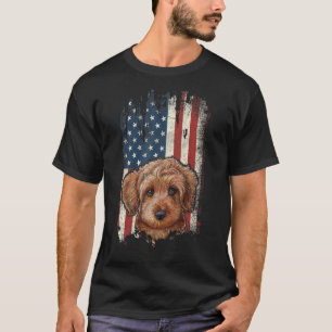 Camiseta Goldendoodle Americano, em desgosto, Bandeira Patr