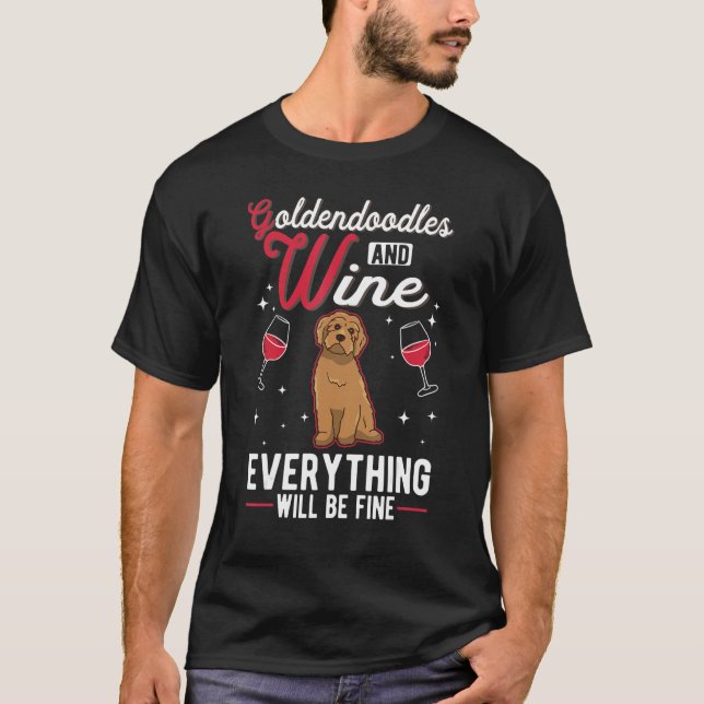 Camiseta Goldendoodle And Wine (Frente)