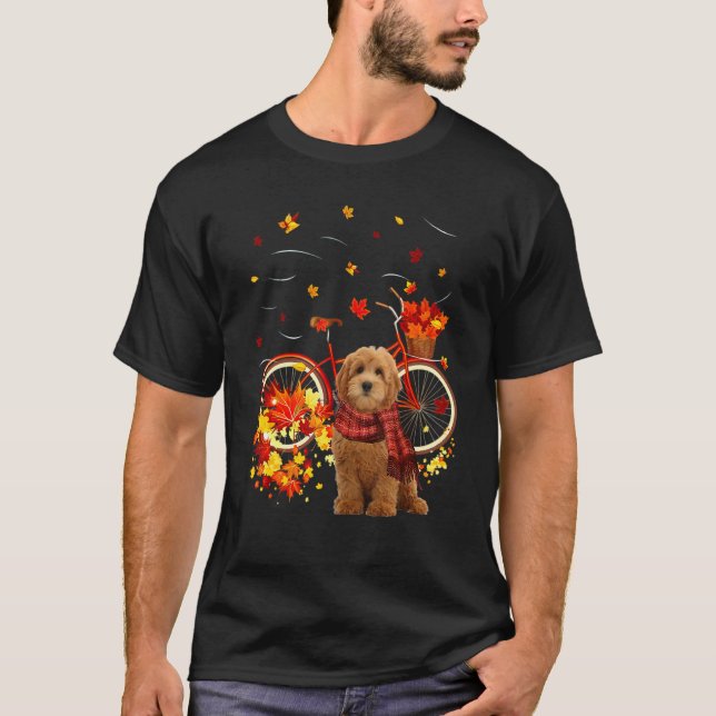Camiseta Goldendoodle Bike Autumn Dog Leaf Fall Fall Y'all (Frente)