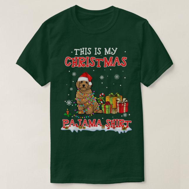 Camiseta Goldendoodle Bonito No Pajama De Natal Da Neve (Frente do Design)