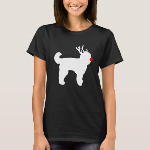 Camiseta Goldendoodle Cão Natal Antílope Rena Chifres Natal