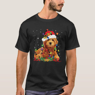 Camiseta Goldendoodle Christmas Reindeer Lights Funny Dog X