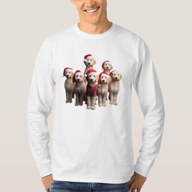 Camiseta Goldendoodle de Natal, Cão Labradoodle de Xmas (Frente)