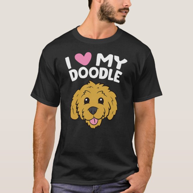 Camiseta Goldendoodle Dog I Love My Doodle Funny Pet Golden (Frente)