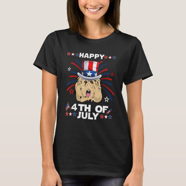 Camiseta Goldendoodle Dog Patriotic American 4th Of July Do (Frente)
