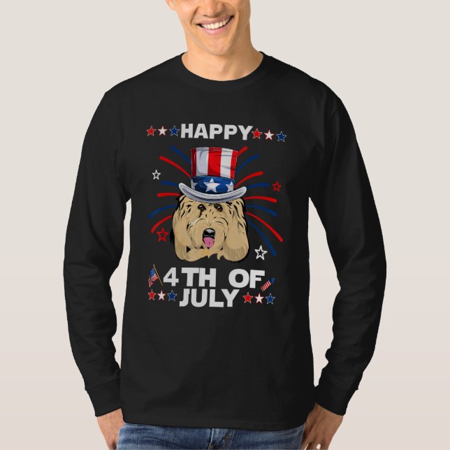 Camiseta Goldendoodle Dog Patriotic American 4th Of July Do (Frente)