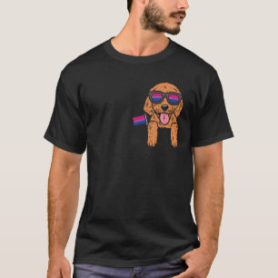 Camiseta Goldendoodle Dog Pocket LGBTQ Bandeira Bissexual G