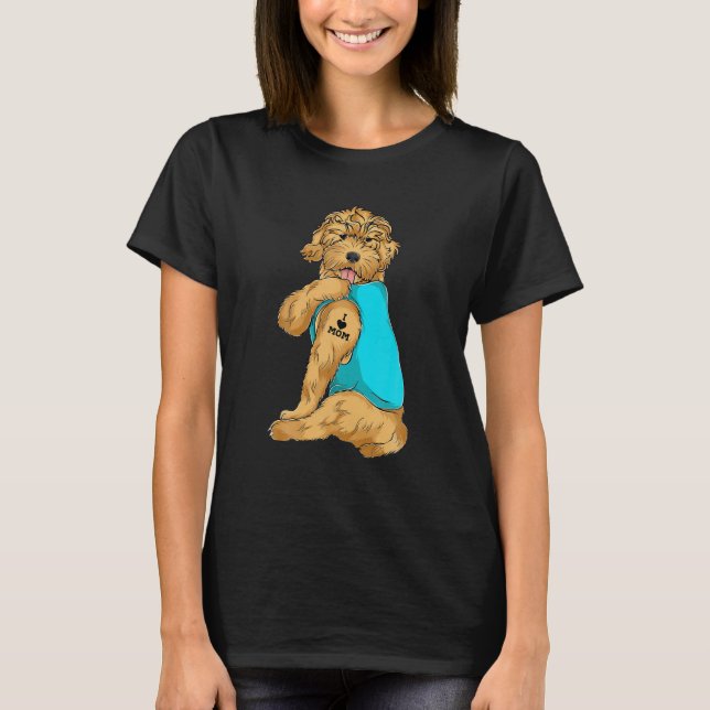 Camiseta Goldendoodle Eu Amo Mãe Tatto Roupa Cachorro Mãe (Frente)
