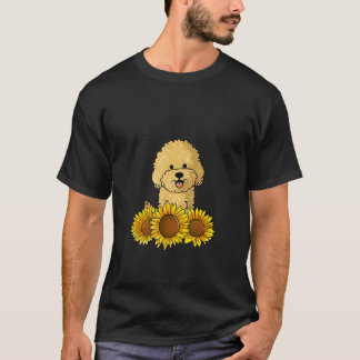 Camiseta Goldendoodle Flower Dog Sunflower Graphic for Wome