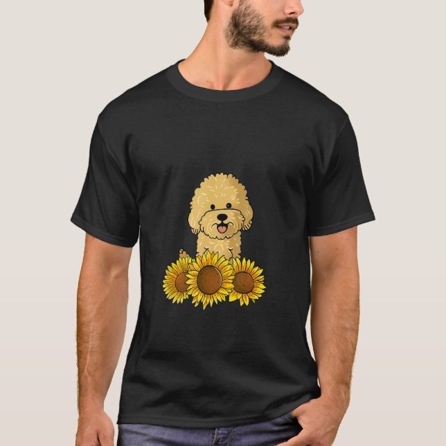 Camiseta Goldendoodle Flower Dog Sunflower Graphic for Wome (Frente)