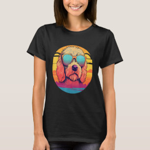 Camiseta Goldendoodle Fofo Colorido Óculos de Sol Doodle Do