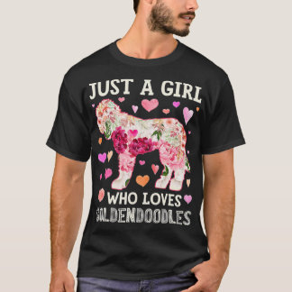 Camiseta Goldendoodle Just A Girl Who Loves Dog Flower Wome