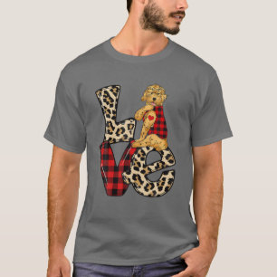 Camiseta Goldendoodle Love Leopard Happy Valentines Day Dog