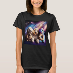 Camiseta Goldendoodle No Espaço Com Donuts Doodle Meninos F