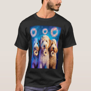 Camiseta Goldendoodle No Espaço Com Rosquinhas Cute Doodle
