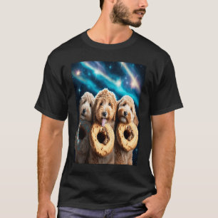 Camiseta Goldendoodle No Espaço Com Rosquinhas Cute Doodle