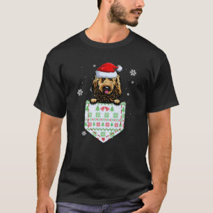 Camiseta Goldendoodle no seu Pocket Santa Hat Ugly Natal