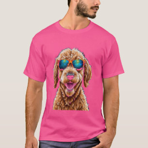 Camiseta Goldendoodle Óculos de sol Ouro de rabisco de cão