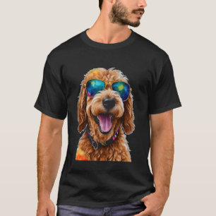 Camiseta Goldendoodle Óculos de sol Ouro de rabisco de cão 