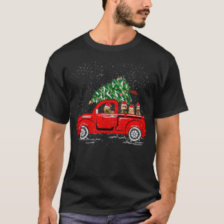 Camiseta Goldendoodle Riding Red Truck Papais noeis Natal P