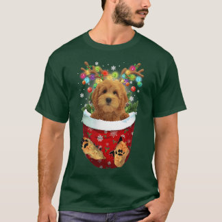 Camiseta Goldendoodle Snow Pocket Cachorros de Natal