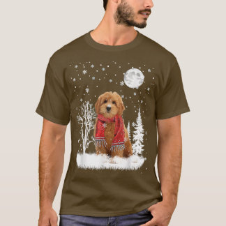 Camiseta Goldendoodle Sob Lua Neve Natal Pajama