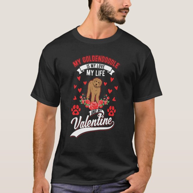 Camiseta Goldendoodle Valentines Day (Frente)