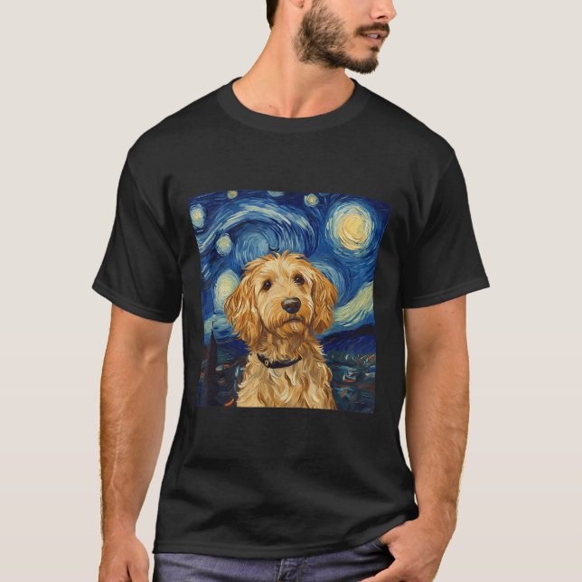 Camiseta Goldendoodle Van Gogh Starry Night (Frente)