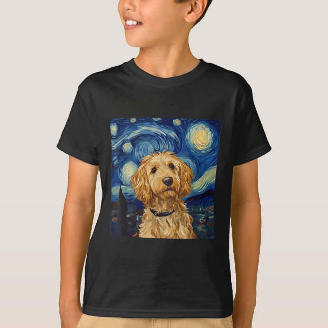 Camiseta Goldendoodle Van Gogh Starry Night (Frente)