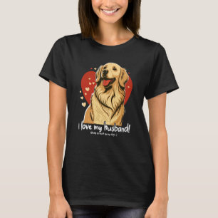 Camiseta Goldenretrieverdog Com Coração Eu Amo Meu Marido 1