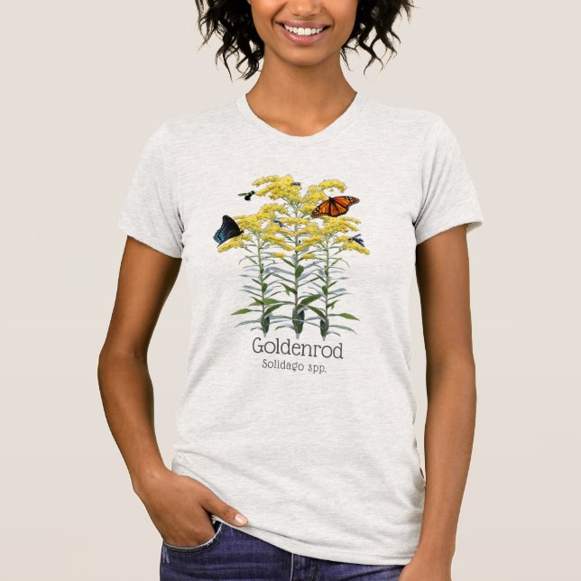 Camiseta Goldenrod Solidago Wildflower e polinizadores (Frente)