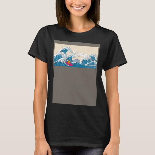 Camiseta GoldFish Surfing Great Wave Off Kanagawa Surfer (Frente)