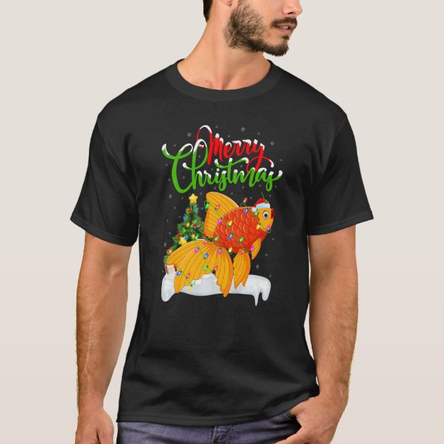Camiseta Goldfish  Xmas Decorations Santa Goldfish Christma (Frente)