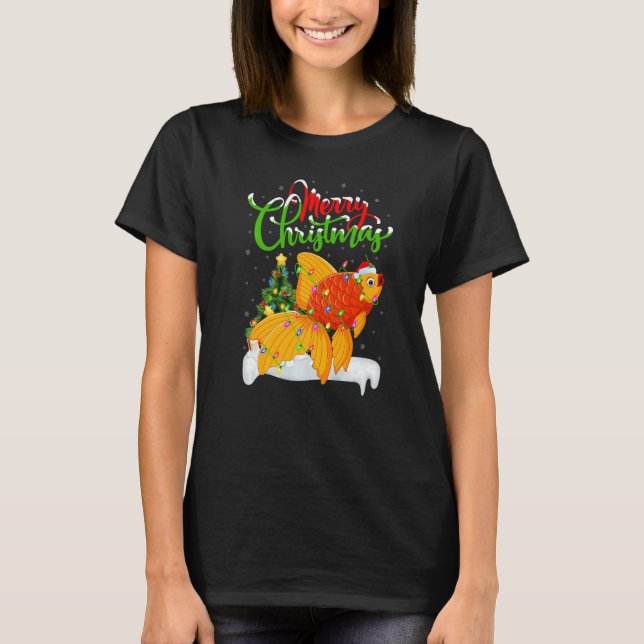 Camiseta Goldfish  Xmas Decorations Santa Goldfish Christma (Frente)
