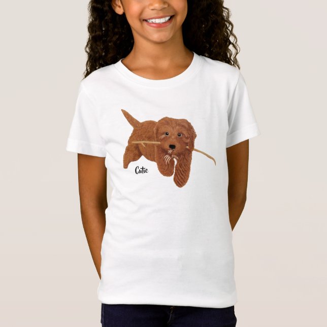 Camiseta Goldie Golden Doodle Branco (Frente)