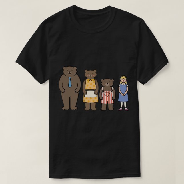 Camiseta goldilocks e os três ursos (Frente do Design)