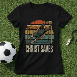 Camiseta Goleiro de Futebol Jesus Cristo Fé Retrô