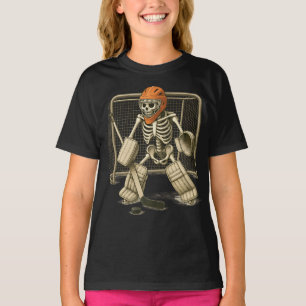 Camiseta Goleiro de Hóquei Esqueleto no Gol do Halloween